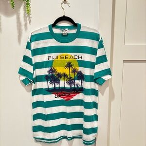 VIntage 70's 80's New Connections Fiji Beach Bold Strip T-shirt Size Medium